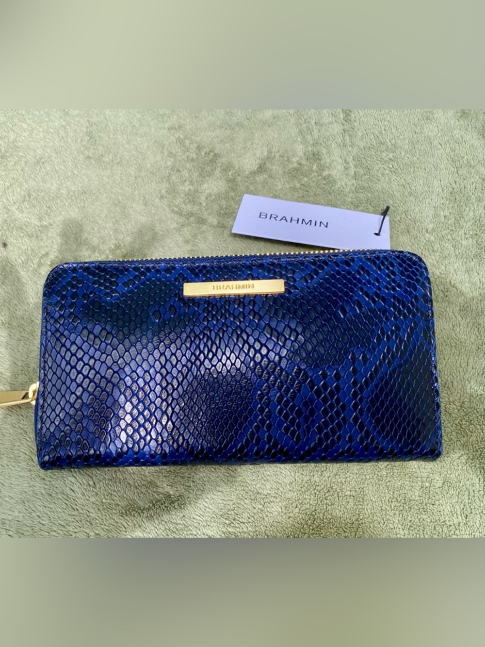 New Brahmin Navy Blue Leather Suri Wallet Studio Collection